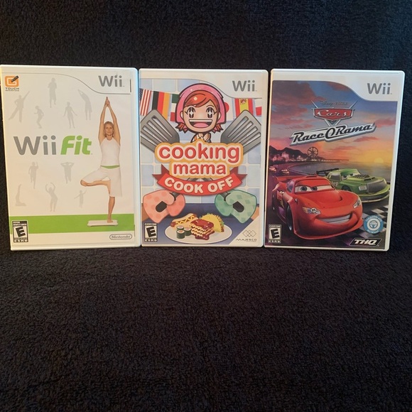 Nintendo Other - Used Wii Game Bundle - Wii Fit, Cooking Mama Cook Off, Cars Race-O-Rama